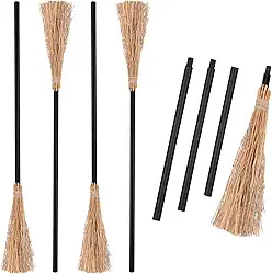 Vassoura de bruxa destacável Vassoura de bruxa cosplay adereços de fantasia acessórios realistas de feiticeiro voador vassoura acessório para fantasias (4 peças)