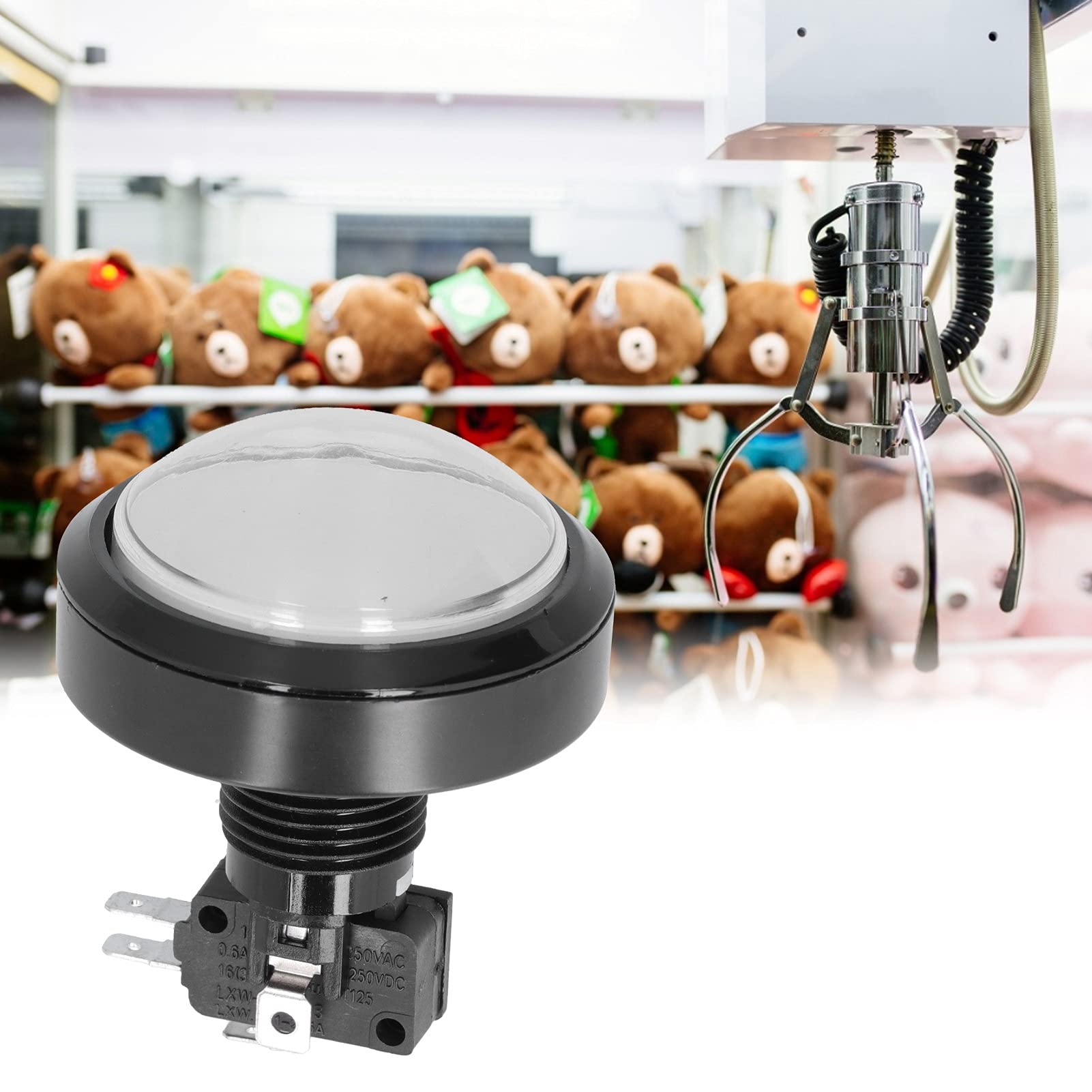 Boutons d'arcade, Gros Bouton Convexe de 60 Mm avec Lumière LED, Boutons d'arcade Standard de Style Américain Haute Sensibilité, Bouton Poussoir Dôme avec Micro-interrupteur pour Console (Vert