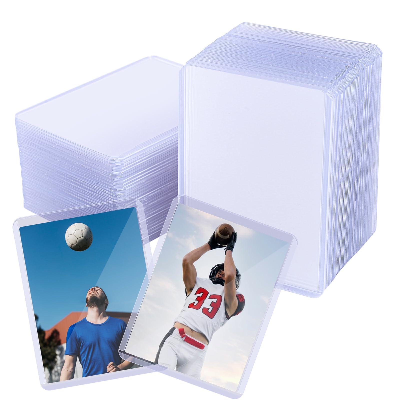 120 Pcs Trading Card Sleeves Hard Card Protector with UV Protection Thick Cards Case Fit for Baseball Football Sports Cards 3" x 4" Inches