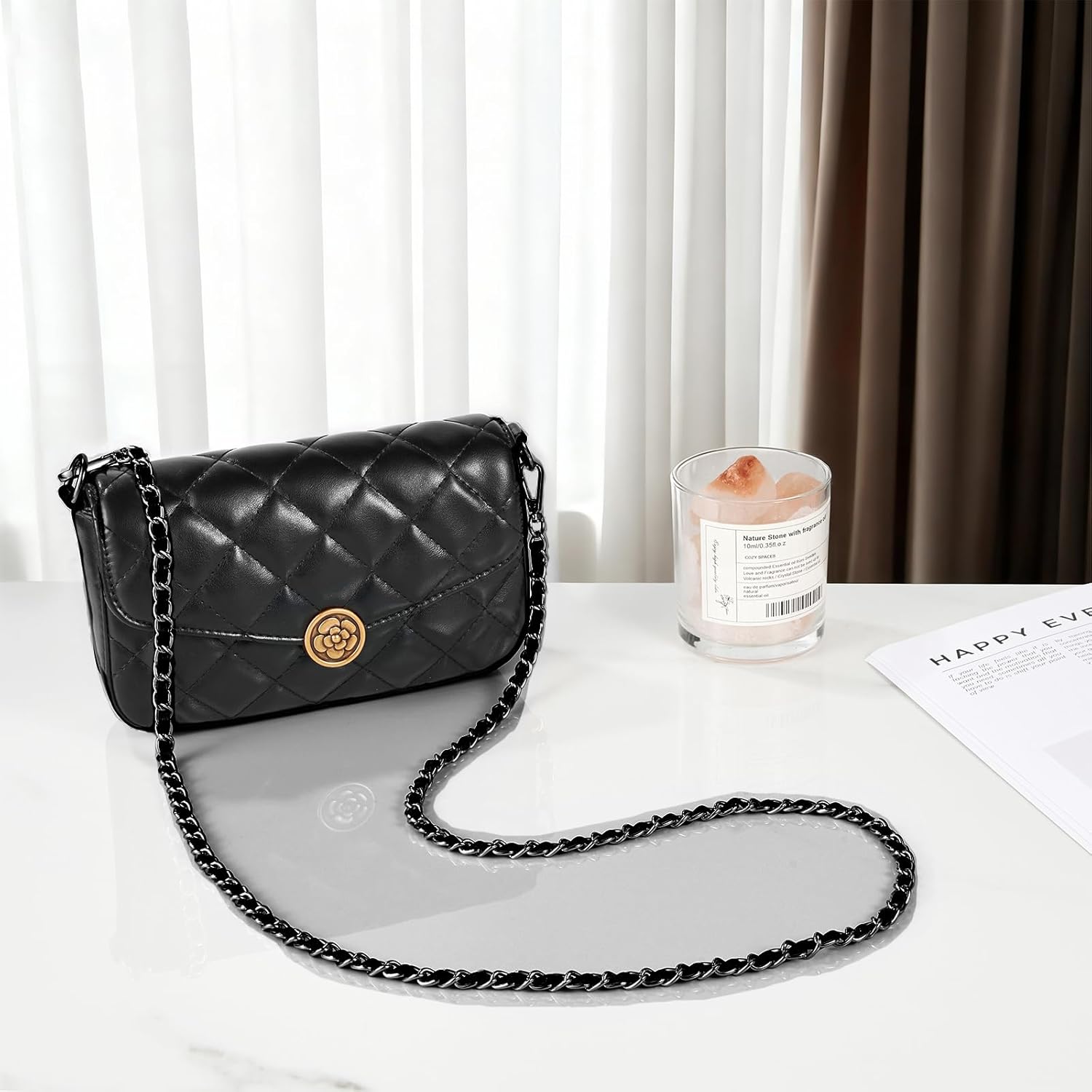 47'' Purse Chain Strap, PU Leather Purse Strap Crossbody Bag Chains Replacement Strap for DIY Purse, Handbag - Image 2