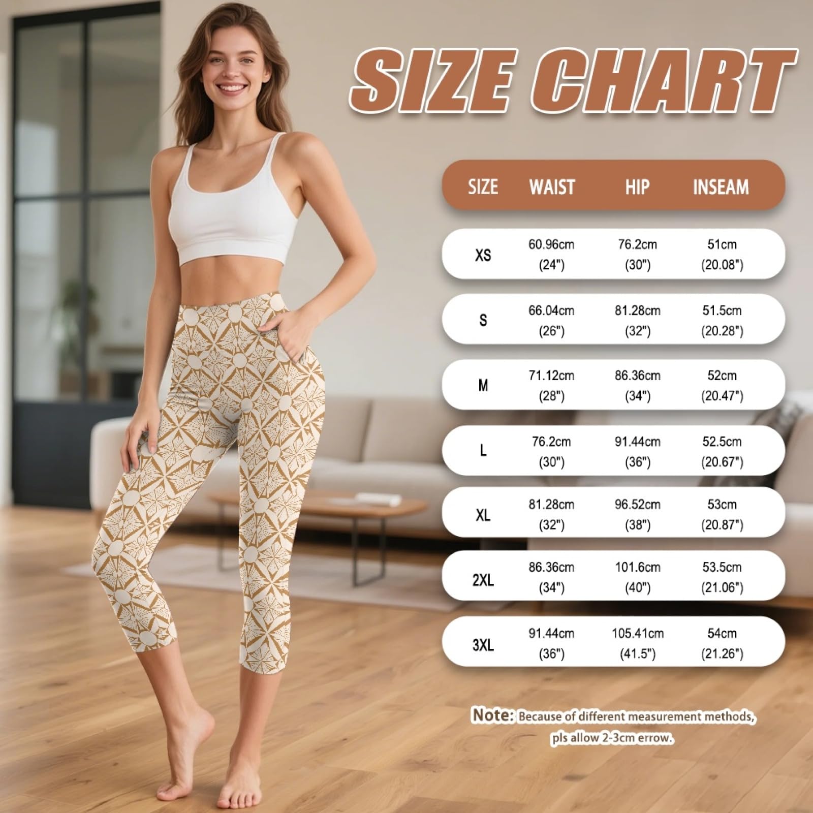 Amzbeauty Leggings capri de longitud 3/4 para mujer, leggings cortos de cintura alta, pantalones deportivos suaves con bolsillos para mujer