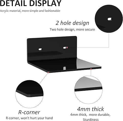 Miniatura 4 de Paquete de 2 estantes de pared pequeños de acrílico de 6 pulgadas, estante flotante para montaje en pared, repisas de exhibición de acrílico para