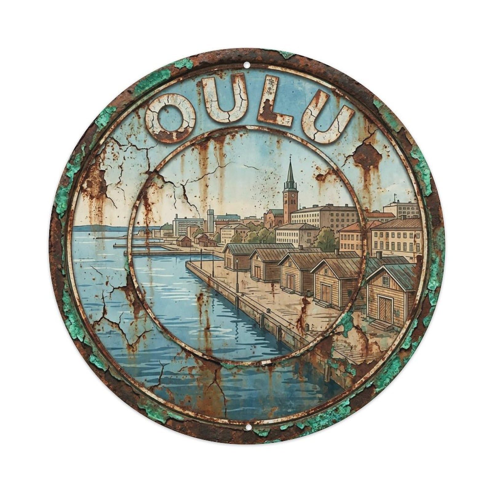 Finland Vintage Travel Oulu Metal Tin Sign