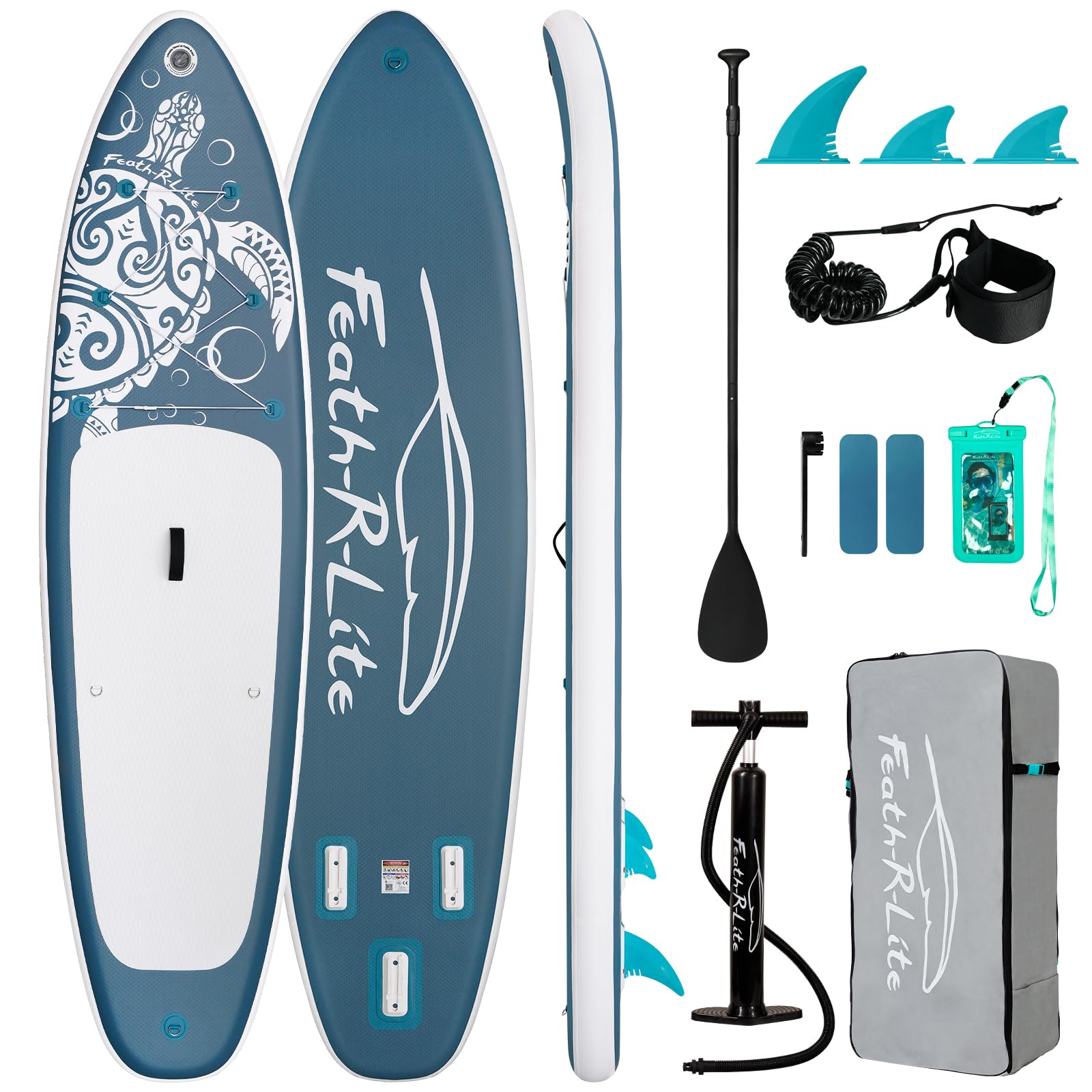 FEATH-R-LITE Gonfiabile Stand Up Paddle Board Ultraleggero - Accessori SUP: pagaia regolabile, pompa, zaino, leash, finlandese - Per tutti i livelli di abilità