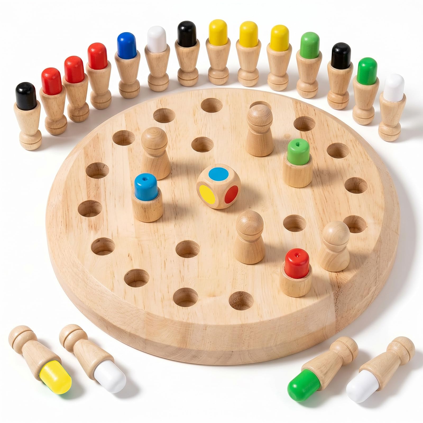 Montessori Spielzeug Gedächtnis Schach lernspielzeug Verbessert das Gedächtnis und die Farbwahrnehmung Brettspiel aus Holz Memory Schach Geburtstagsgeschenke für Jungen und Mädchen