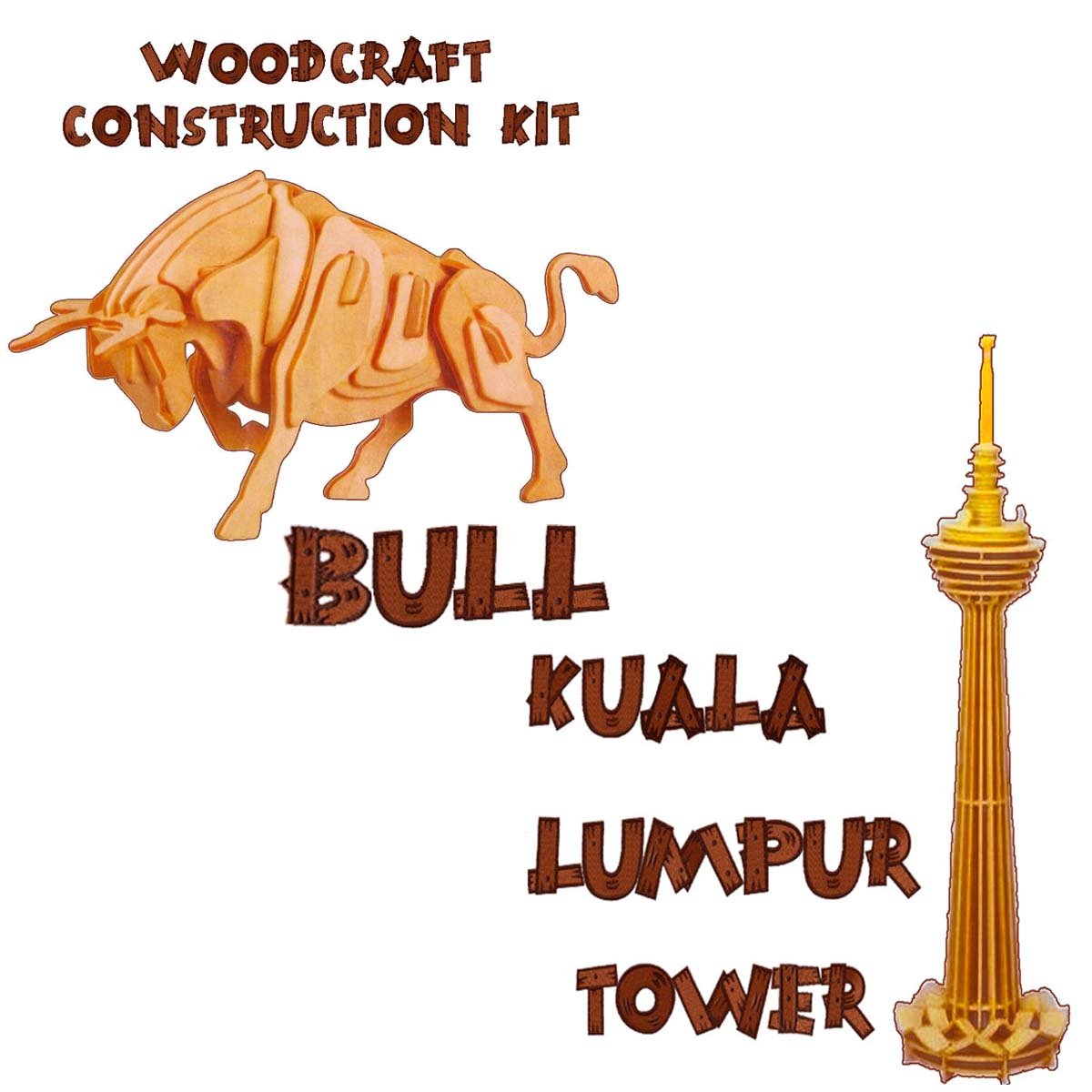 Buy Woodcraft Construction Kit KUALA LUMPUR & BULL Wooden Model Game