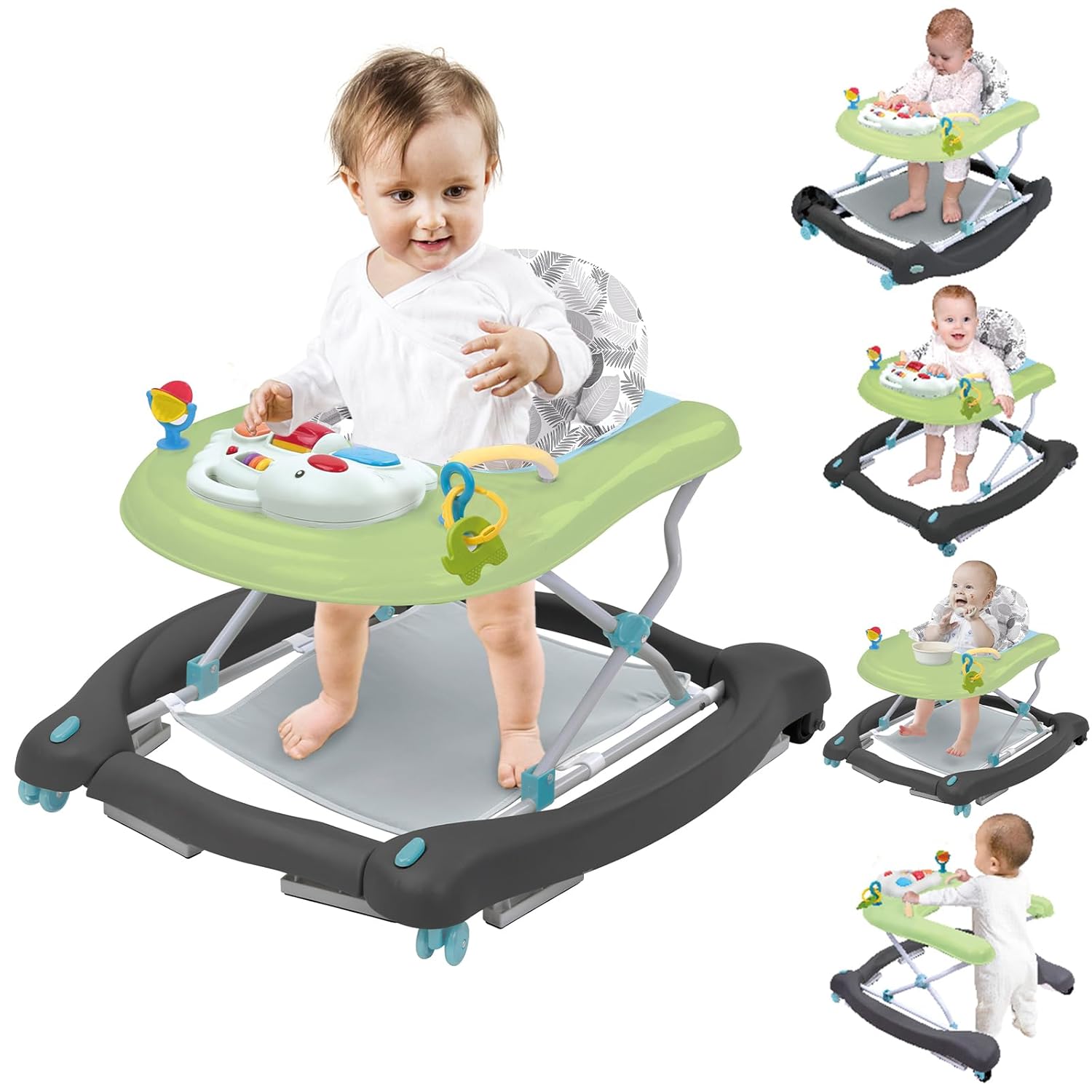 5 in 1 Foldable Baby Walker, Activity Baby WalkerBaby Bouncer, Rocker, Activity