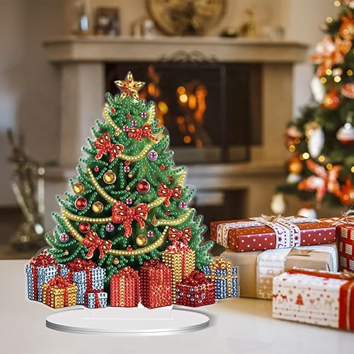 Miniatura 7 de Orgone Pintura de diamantes para árbol de Navidad, kit de adornos de escritorio para adultos, arte de diamantes pintura acrílica por números,