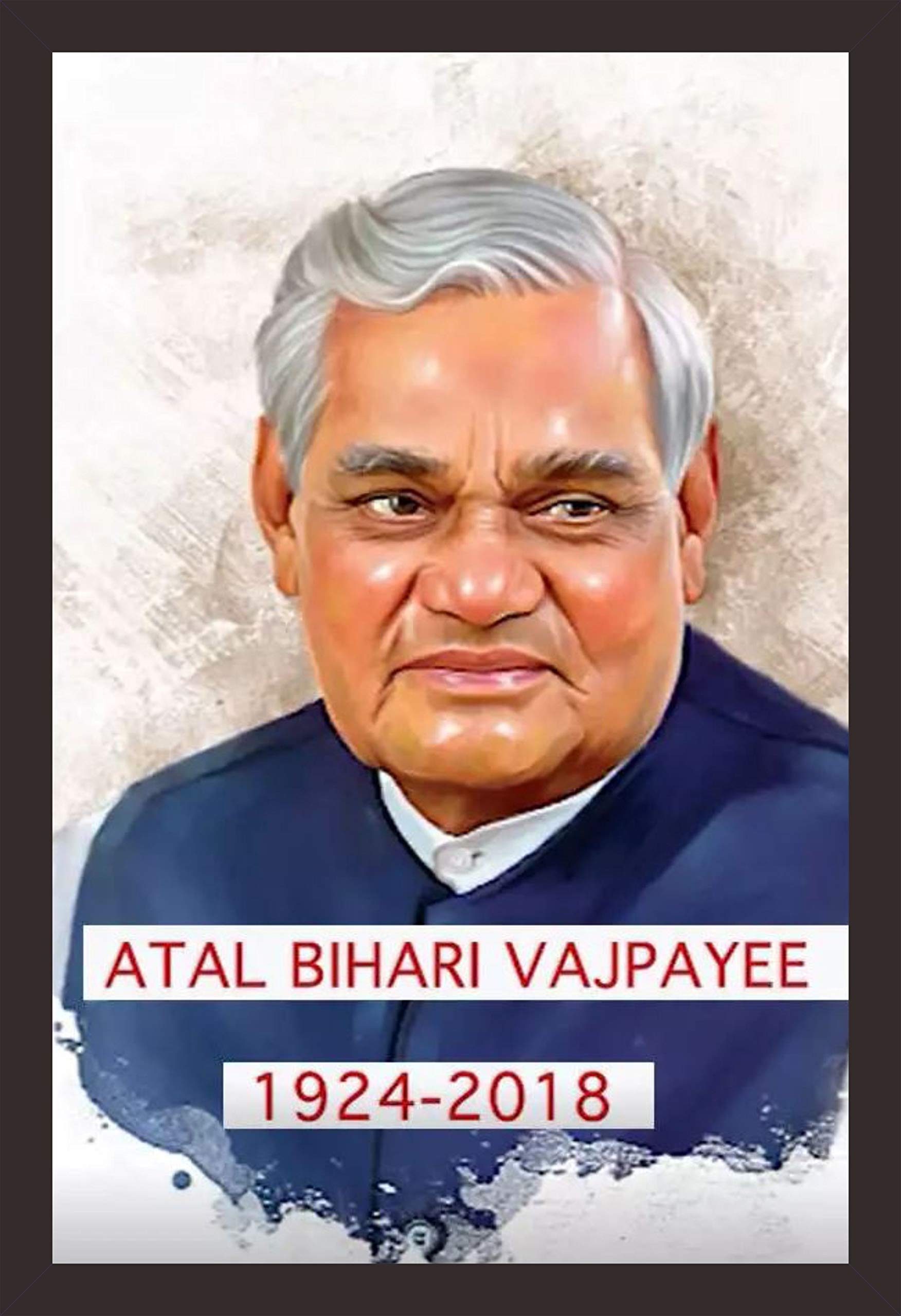 Mad Masters Atal Bihari Vajpayee Prime Minister India Painting Photo Frame for Living Room, Bedroom, Home Decor and Wall Decoration (MM 2053, 8x12 Inch, Paper, Without Plexi Glass)