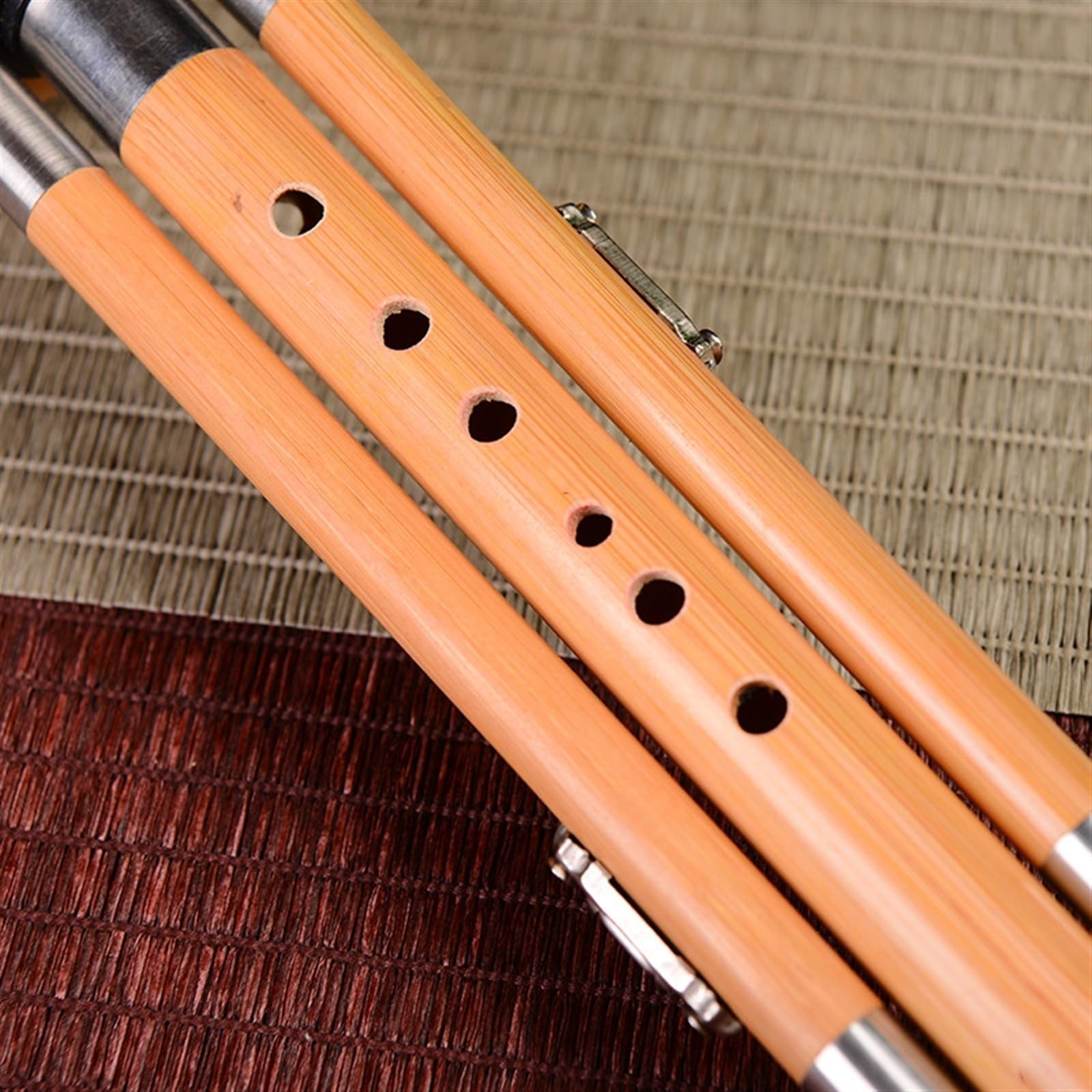 Flauta china bambú Hulusi principiante adulto doble tono instrumentos musicales tradicionales C Key/B Flat Hulusi con estuche profesional(Minor D)