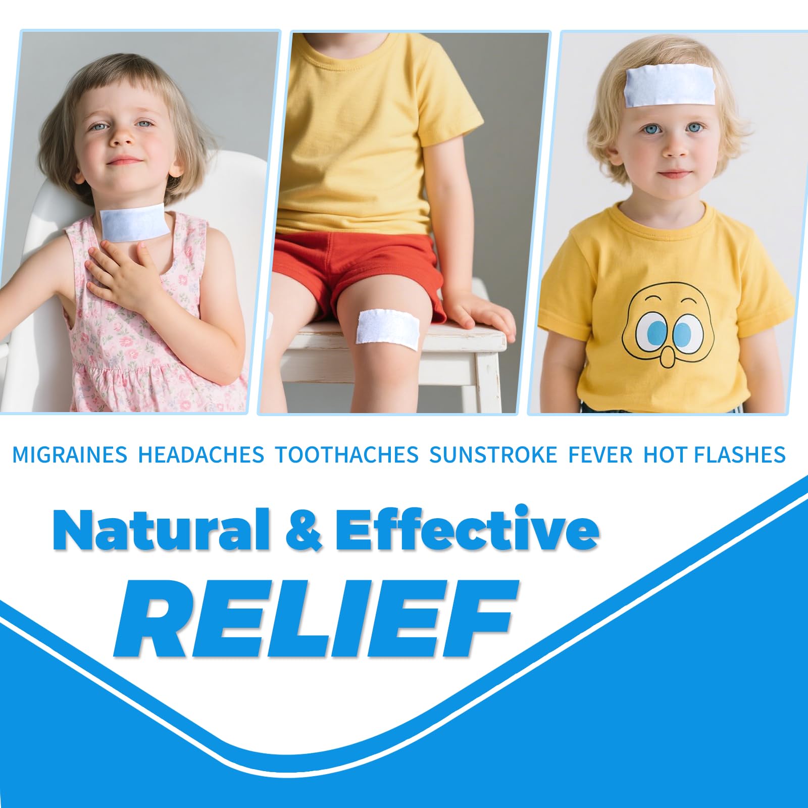 Kühlende Gel-Pflaster für Kinder (20 Blatt) – beruhigende Linderung bei Fieber und Kopfschmerzen, Kinder-Fieberpflaster, Kühlpflaster, sofortige Kühlpackung, weich und sanft für Kinder und Erwachsene