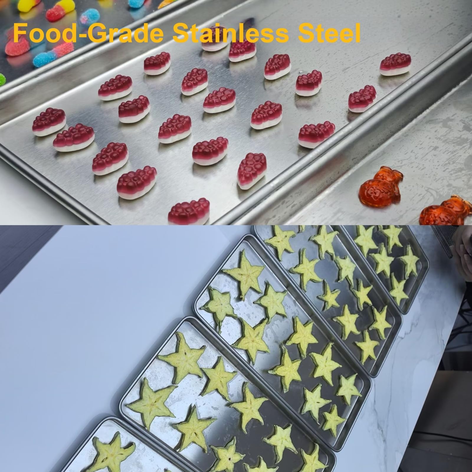 Metalltabletts für die Ernte Right Home Pro Gefriertrockner, robuster 304 Edelstahl, maßgeschneiderte Passform für mittlere Ernte, rechter Gefriertrockner (mittelgroß, 5er-Pack)