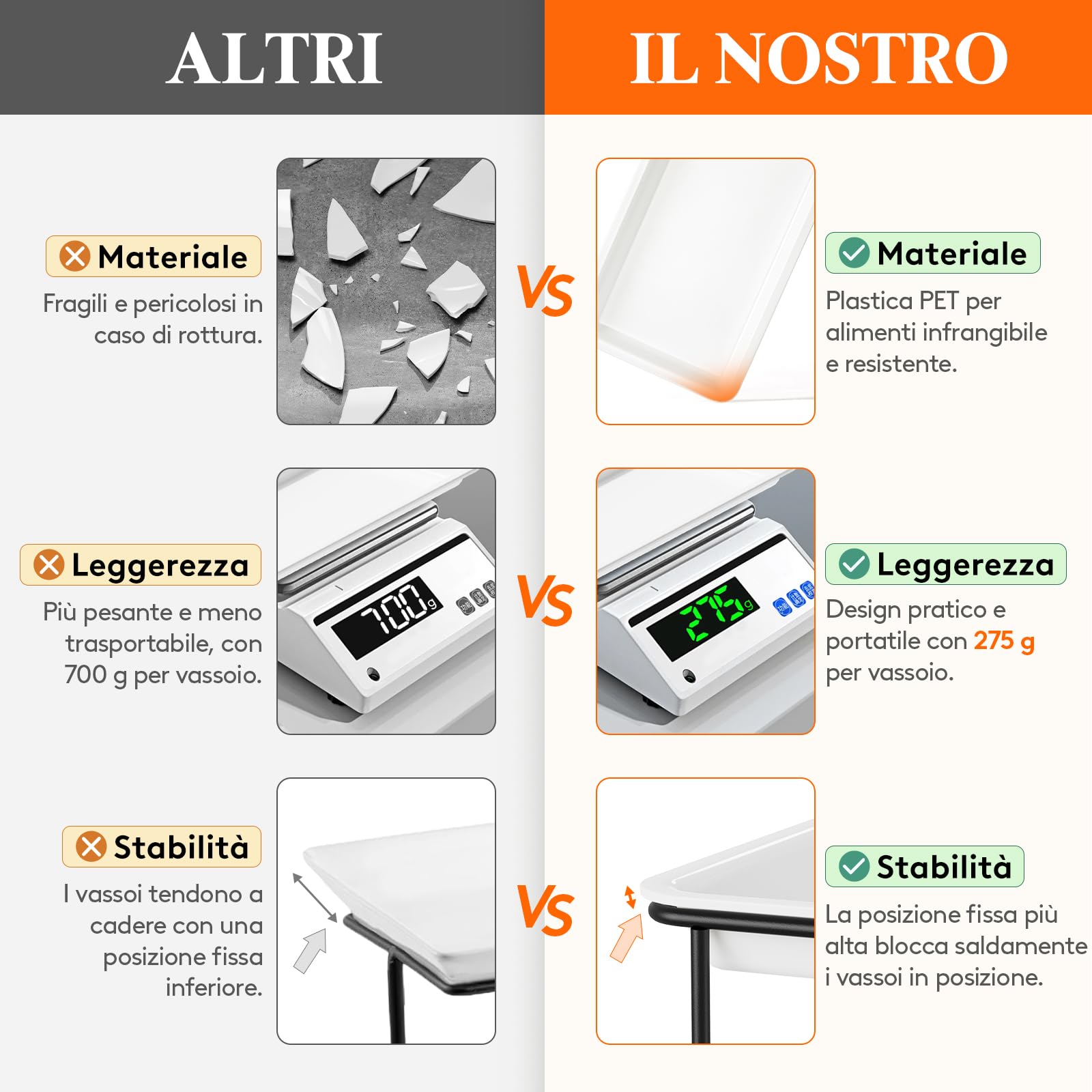 Lifewit Vassoio da Portata 3 Piatti, Vassoio Plastica Rettangolo 36×17cm, Alzate per Buffet Dolci, Portafrutta da Tavolo, Cucina Decorativo, Vassoi e Piatti con Ripiani, Rastrelliera in Metallo Nero