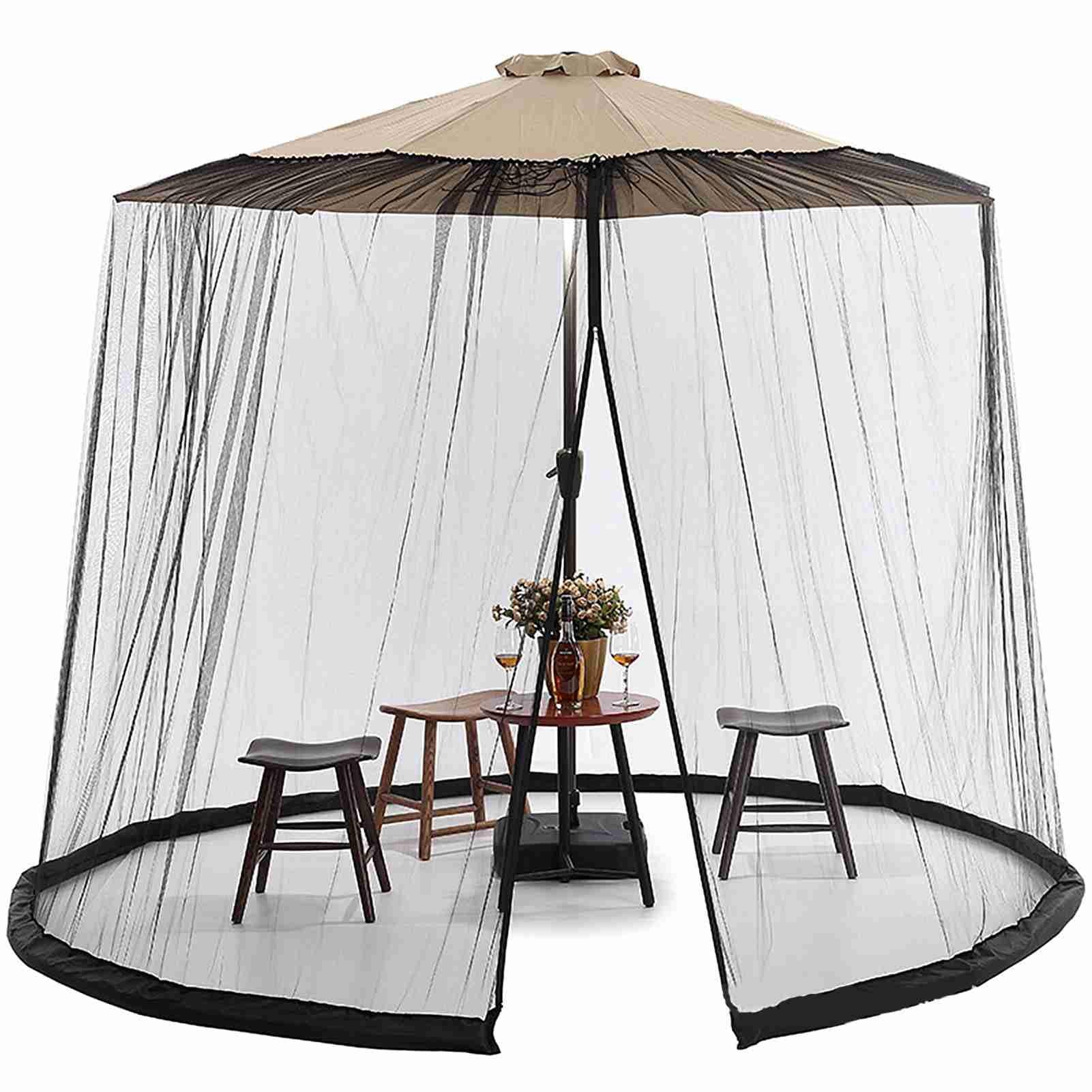 ZJchao Netting For Patio, Netting For Patio Umbrella Net Polyester Mesh Umbrella Screen Universal For Outdoor Umbrellas (940CM)