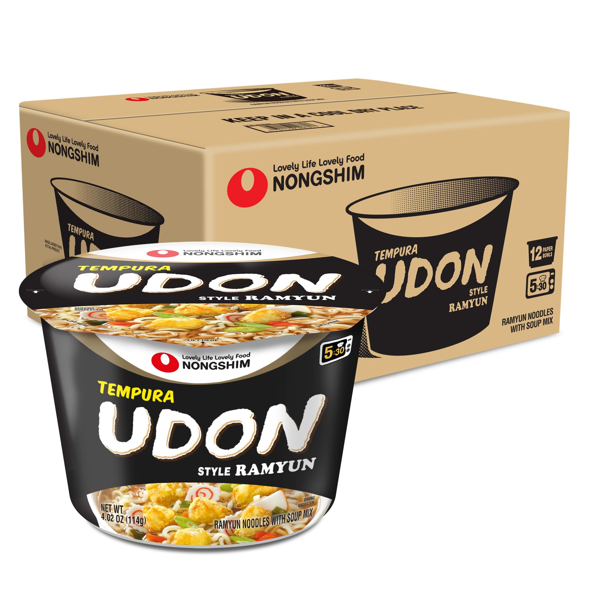 Nongshim Japanese Style Udon Big Bowl 114 Grams (Pack of 16)