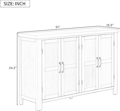 Miniatura 156 de Aparador moderno y elegante con patas y asas de metal dorado y estante ajustable, mesa consola clásica de 60 pulgadas, mesa de sofá, mesa de entrada