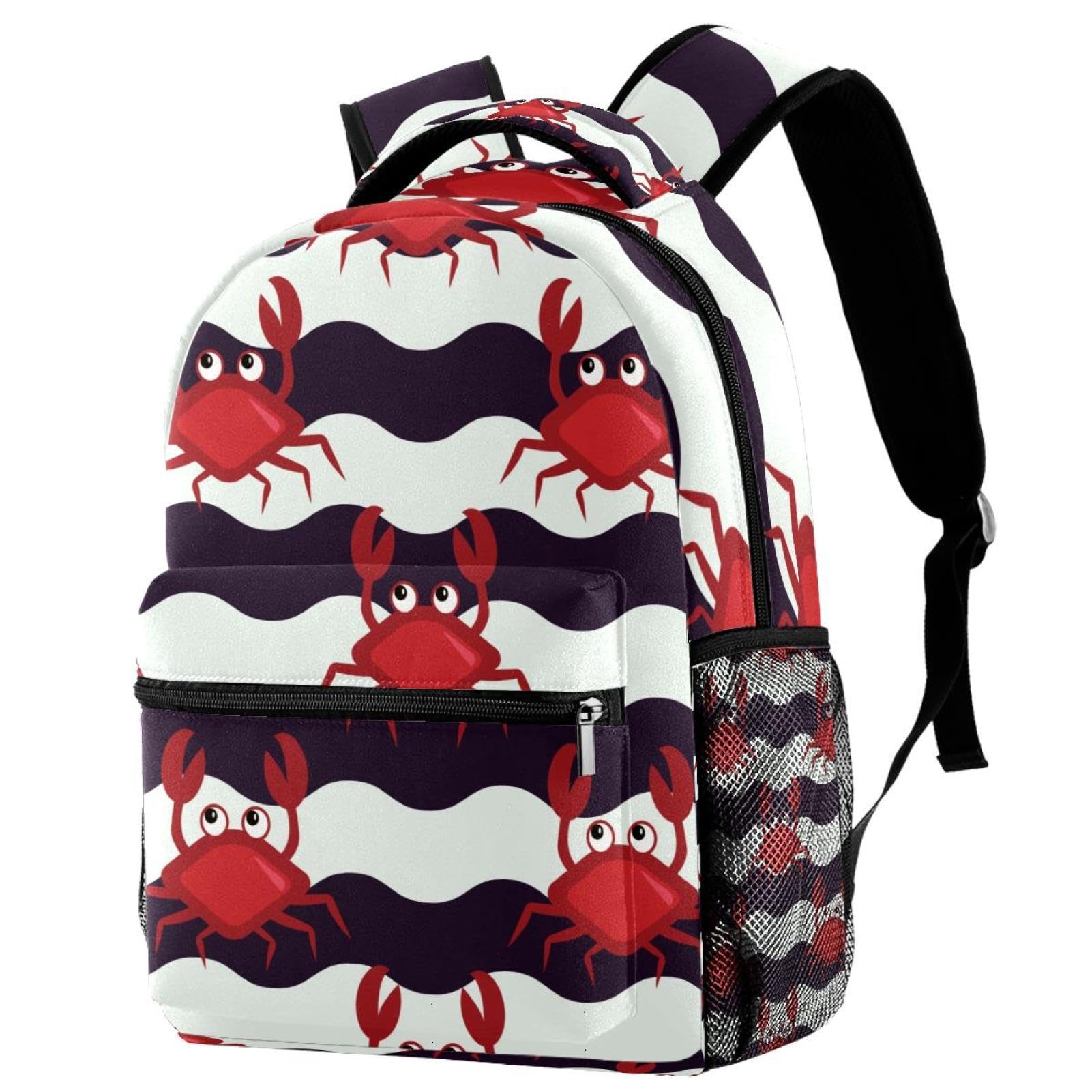 Sac à dos d'école crabe en chevron multicolore 29x20x40cm pour ados et filles - 7