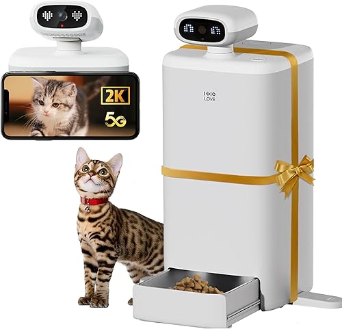 Automatic Cat Feeder with Camera, HHOLOVE O Sitter 1080P HD Pet Camera with Cat Food Dispenser, 5G WiFi with APP Control for Remote Feeding, Night Vision, Laser, AI 24H Life Record Automatic Cat Feeder with Camera, HHOLOVE O Sitter 1080P HD Pet Camera with Cat Food Dispenser, 5G WiFi with APP Control for Remote Feeding, Night Vision, Laser, AI 24H Life Record