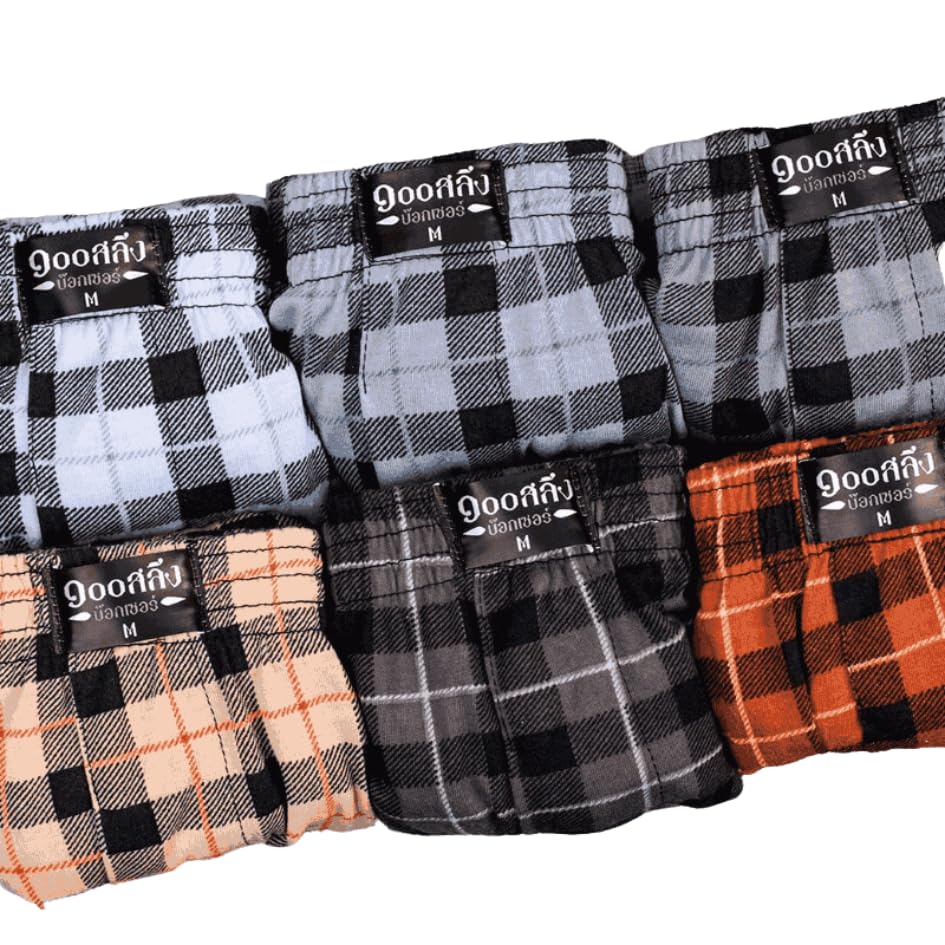 100Salueng Men's Plaid knitted Boxer Shorts, Assorted Colors, Pack of 64
