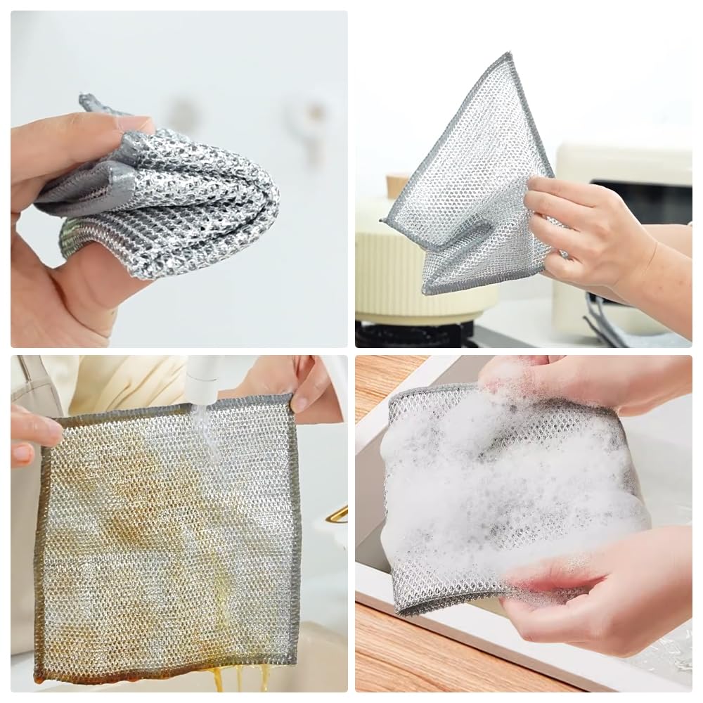 10 Strofinacci In Filo Metallico WakiHong - Per Pulizia Cucina, 20x20 Cm - Foto 10