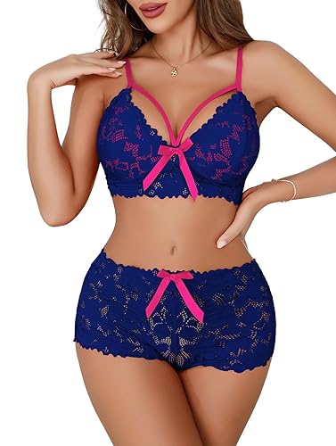 Pajamas Set Outfit - Medium - Navy Blue Hot Pink