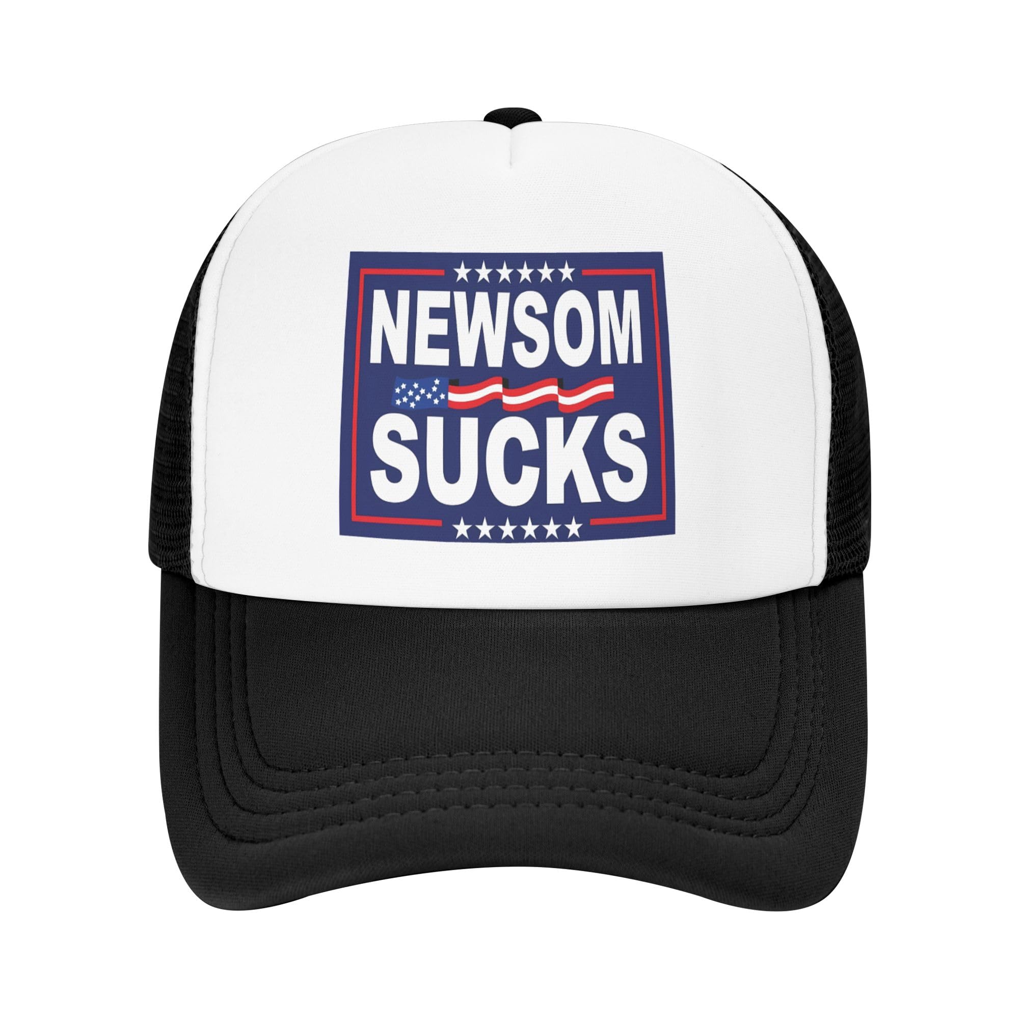 Vetrova Newsom Sucks Trucker Hat California Anti Newsom Baseball Cap Mesh Back Adjustable Hats for Kids - Black