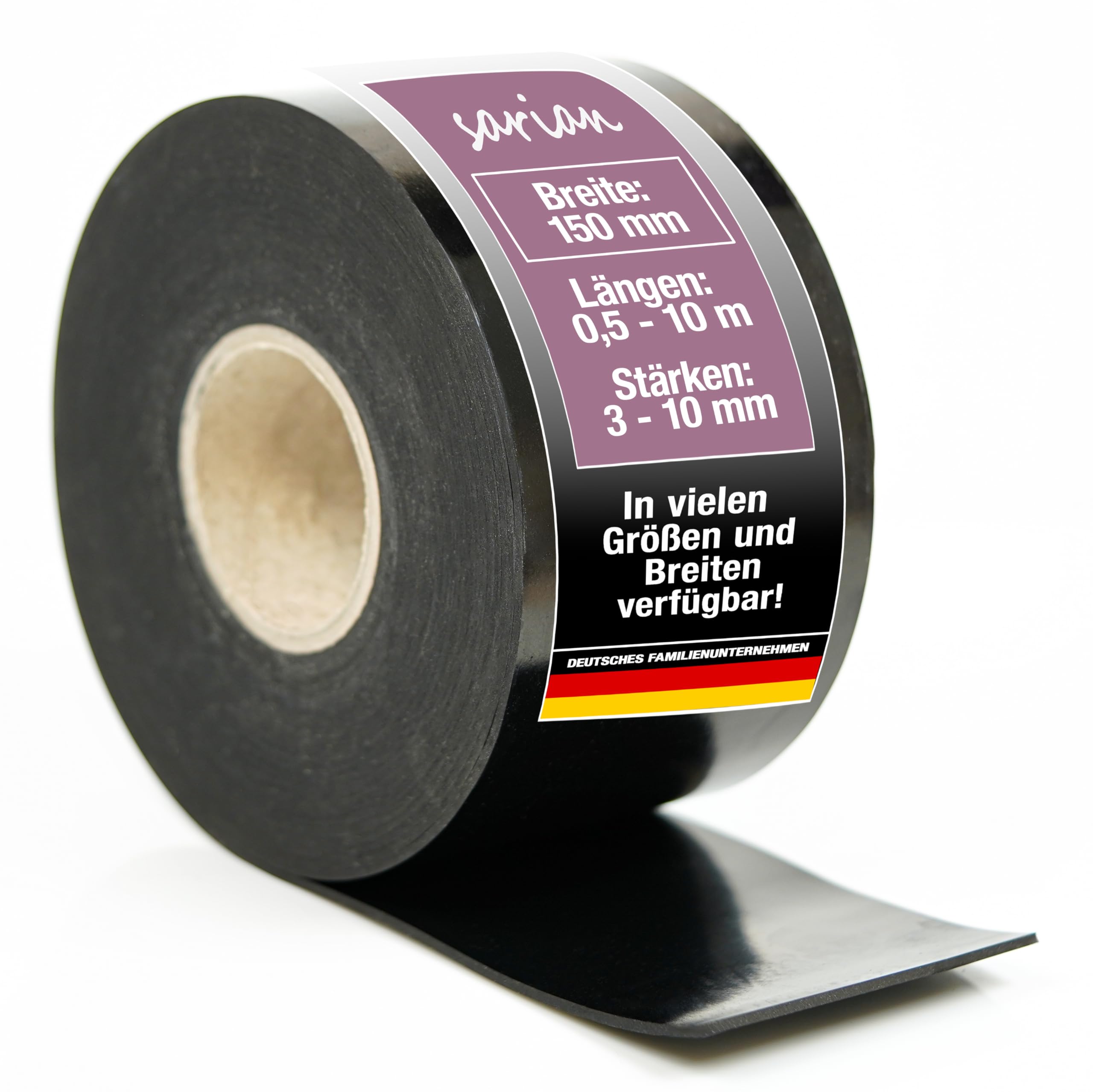 sarian Gummistreifen 150mm 15cm BREIT - WÄHLE STÄRKE: 3mm, 5mm, 8mm, 10mm - WÄHLE LÄNGE: bis 10m METER Gummileiste Gummimatte Meterware Gummiunterlage Gummidichtung