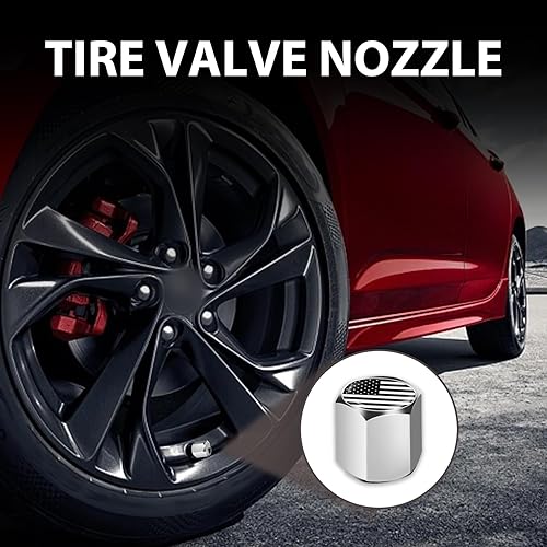 Miniatura 6 de 4 tapones para neumáticos de auto con bandera estadounidense, antirrobo personalizados, universales para la mayoría de los automóviles (plateado)