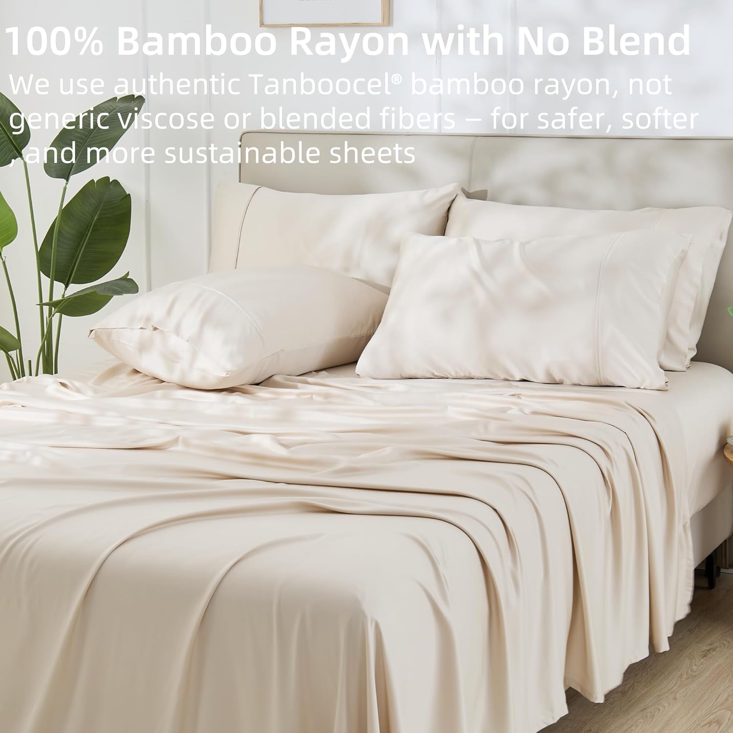 GOKOTTA Queen Size Bed Sheets 6 Piece Set, Soft Cooling for Hot Sleepers - Hotel Luxury Silky Breathable Sheets, Deep Pocket Up to 16" - 100% Rayon Derived from Bamboo - Image 3