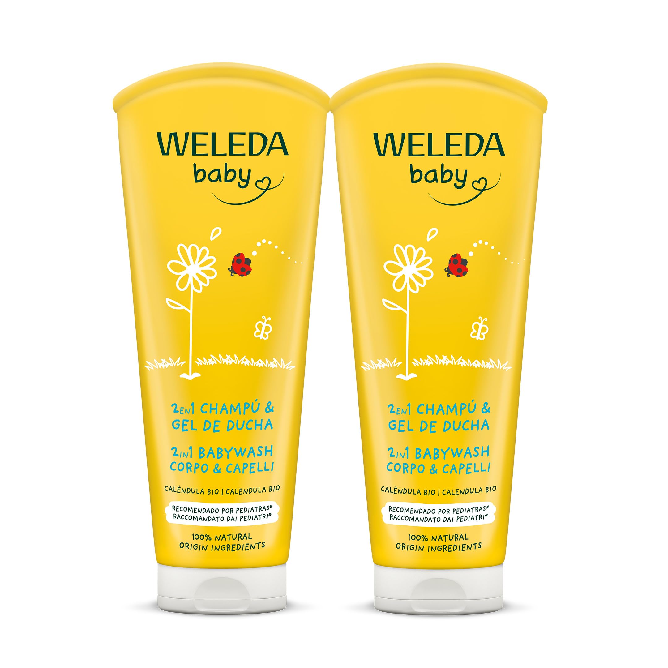 WELEDA Baby Bipack Babywash Corpo&Capelli Calendula, docciaschiuma 2in1 per la detersione dei più piccoli, formula extra-delicata (2x 200 ml)