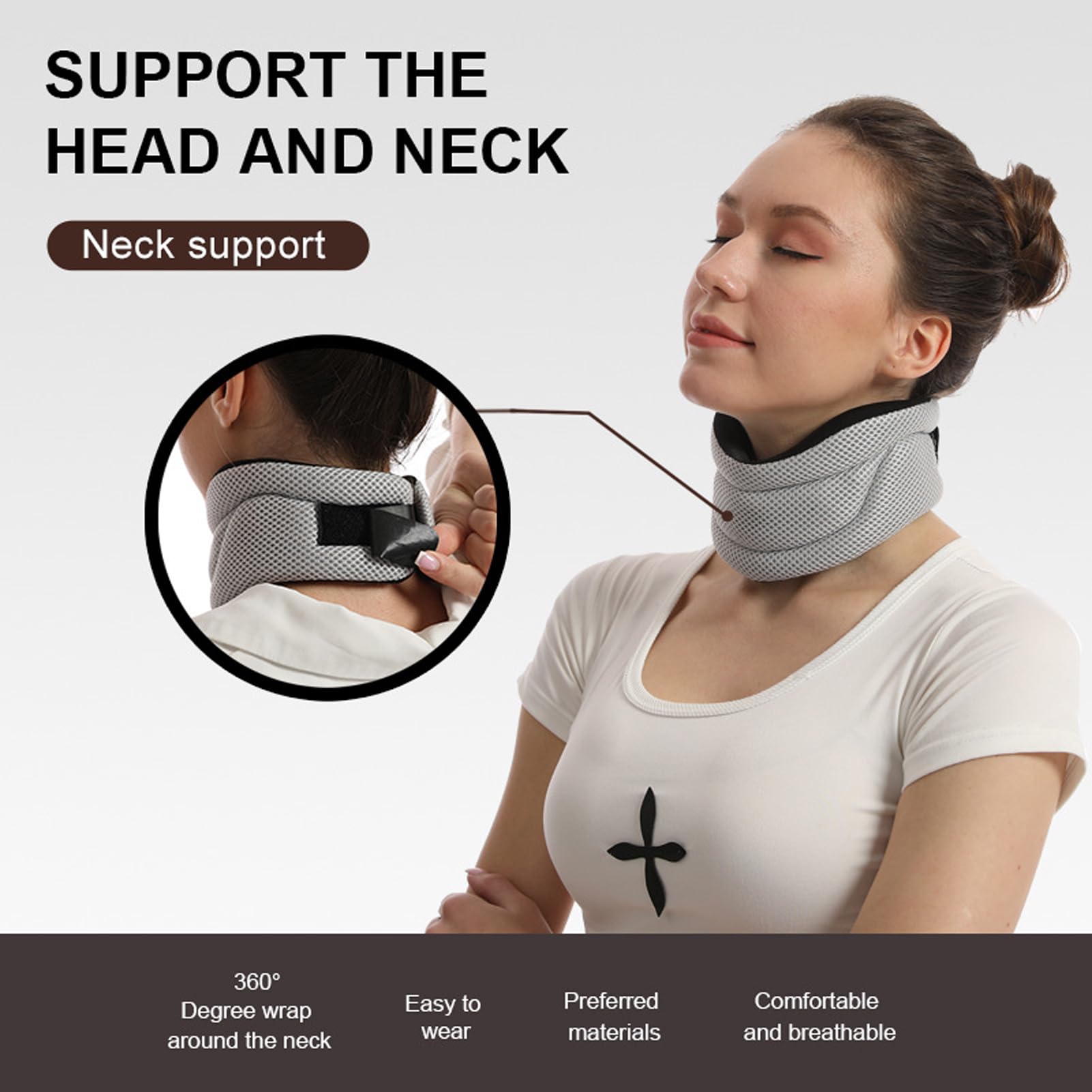 Almohada para el cuello, soporte para el cuello, evita eficazmente los ronquidos, soporte para el cuello humano, soporte para el cuello asistido por el sueño, transpirable y protección contra la baja