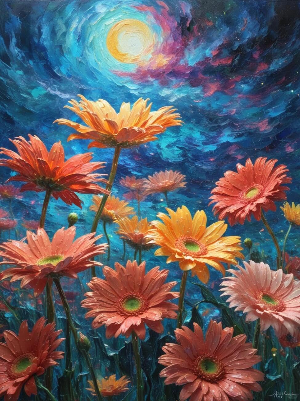 Henypt Cross Stitch Kits for Adults Fantasy Chrysanthemum Flowers DIY Embroidery Kit for Beginners The Elderly with Accessories Home Wall Decoration 14CT 80x100cm