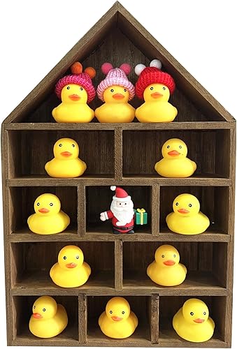 TANG SONG Caja de almacenamiento organizadora de 11 piezas en forma de casa de madera con forma de casa (marrón oscuro)