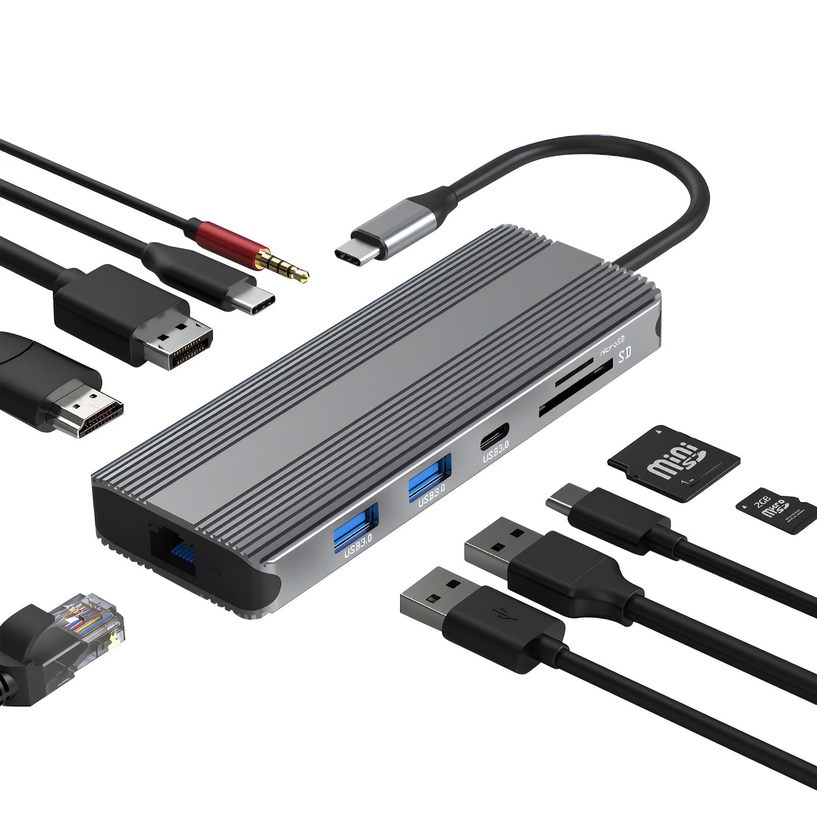 Docking station 8K, 10 in 1, docking station USB-C a doppio monitor per laptop, docking station multiporta USB C per MacBook (101HDP8k)