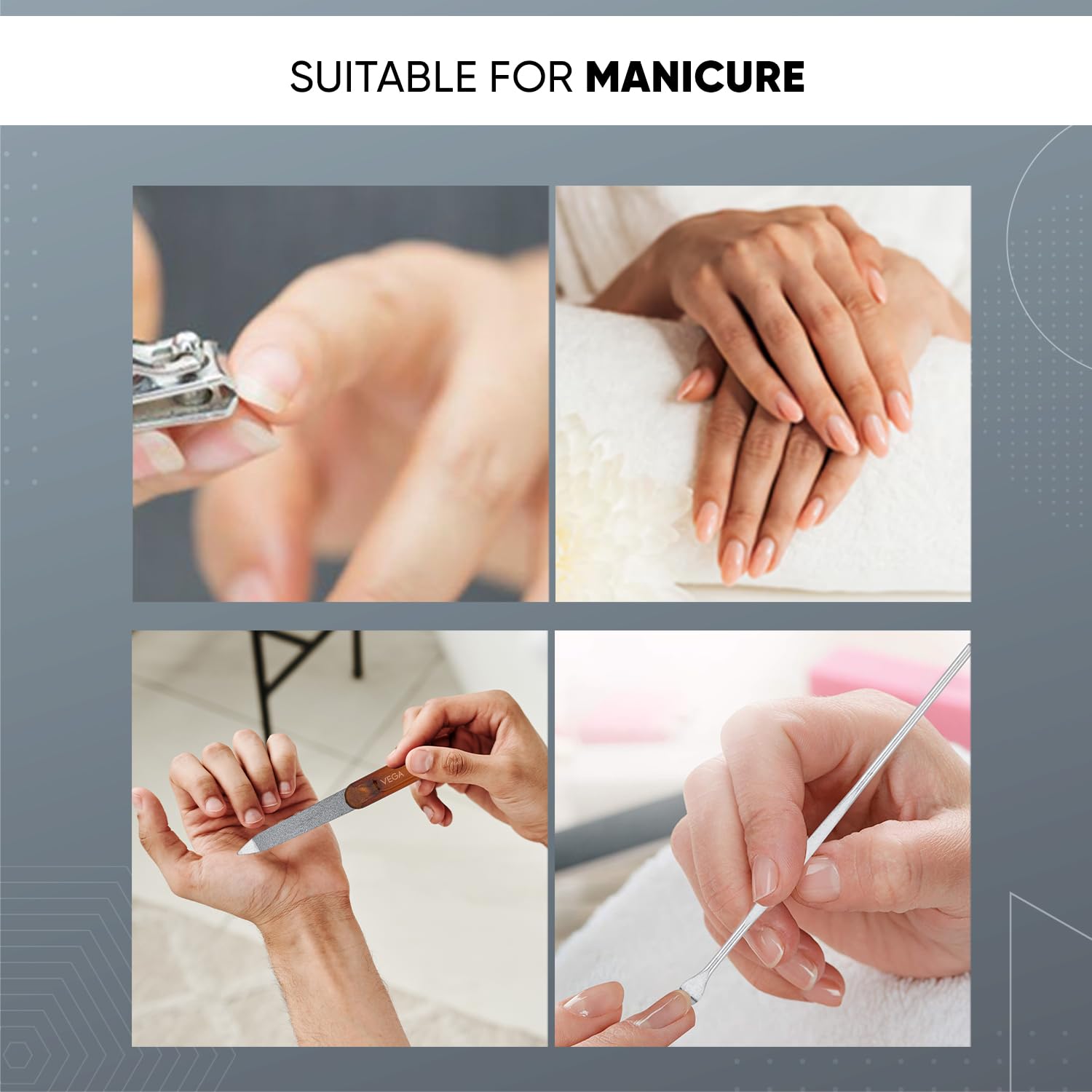 VEGA Manicure Set (Pack Of 8) - Silver 4