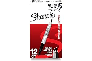 Sharpie Twin Tip Permanent Markers, Fine and Ultra Fine, Black - Pack of 12