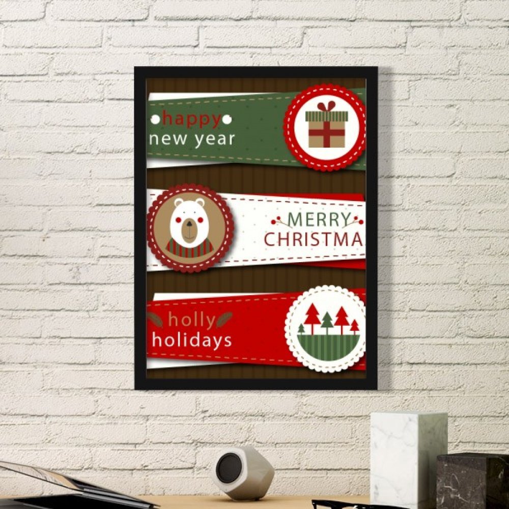 Estampes Joyeux Noël pour raviver un mur blanc avec un cadre noir sans encombrer
