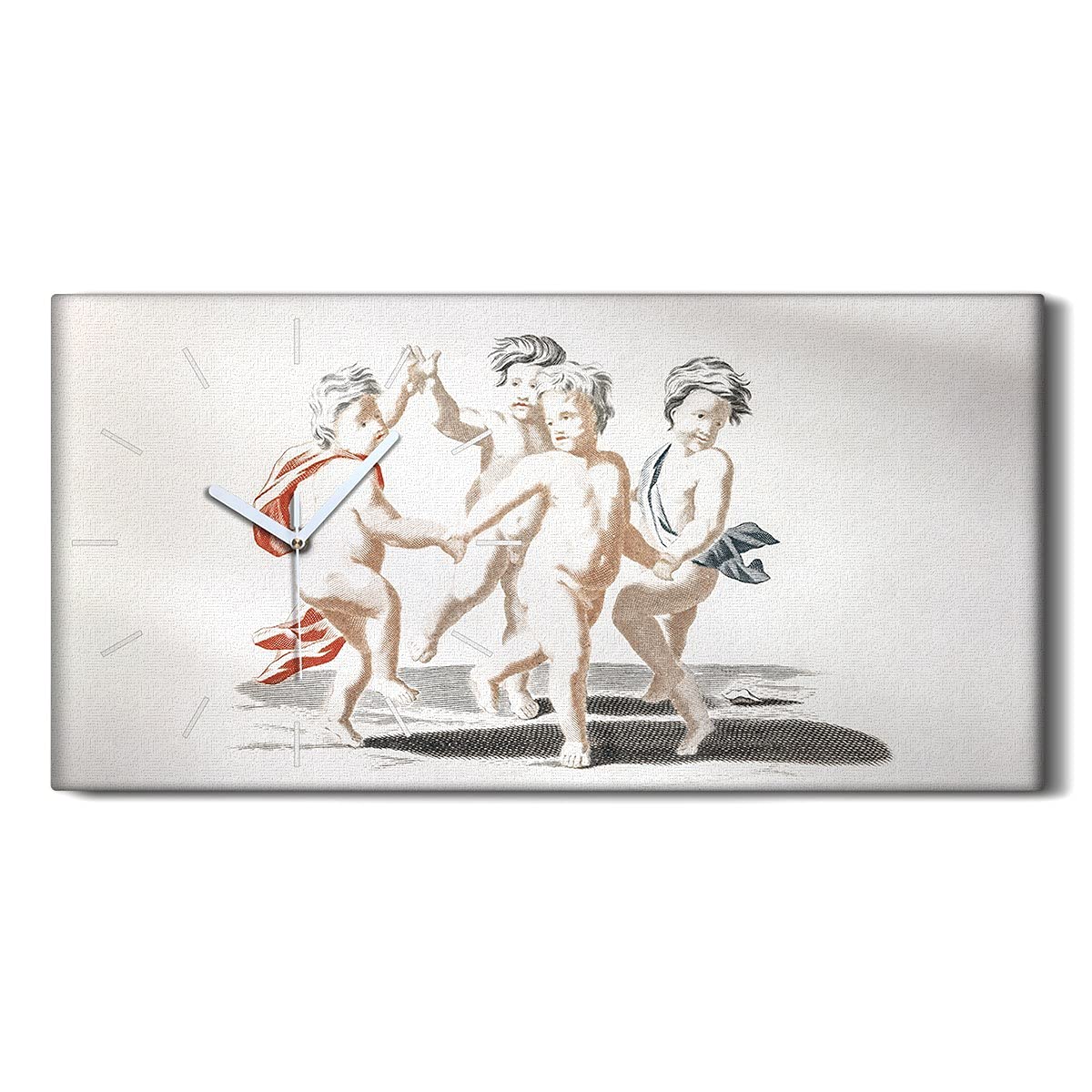 Horloge sur toile 60x30cm motif Grèce antique avec aiguilles blanches silencieuses