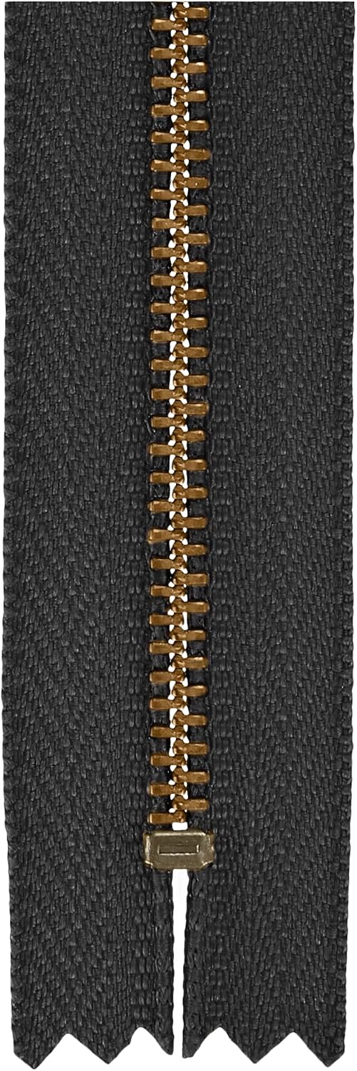 Y.K.K 3GKB-20 Antique Gold Ball Zipper Closure 10 Pieces Length 20cm #580 Black
