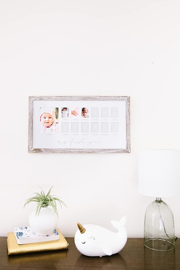 This gender-neutral newborn baby gift is a great option for parents who want to create a lasting keepsake of their baby's first year. The frame is easy to hang on the wall or display on a shelf, making it a versatile and convenient way to showcase your baby's photos. With its cute and classic design, this frame is sure to become a treasured piece in your home that you can enjoy for years to come.