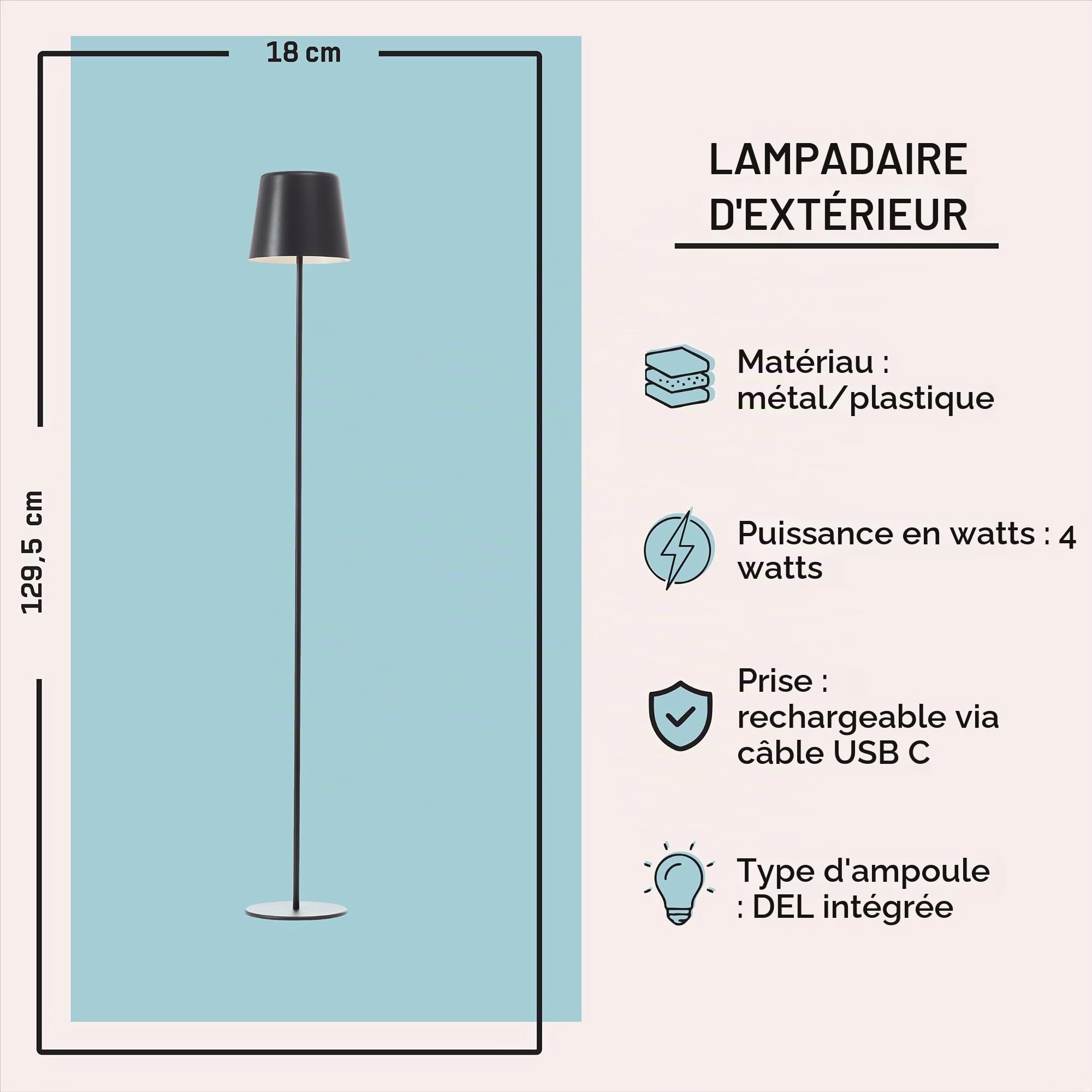 Lightbox LED Stehlampe innen & außen, schwarz, IP44 Lampe