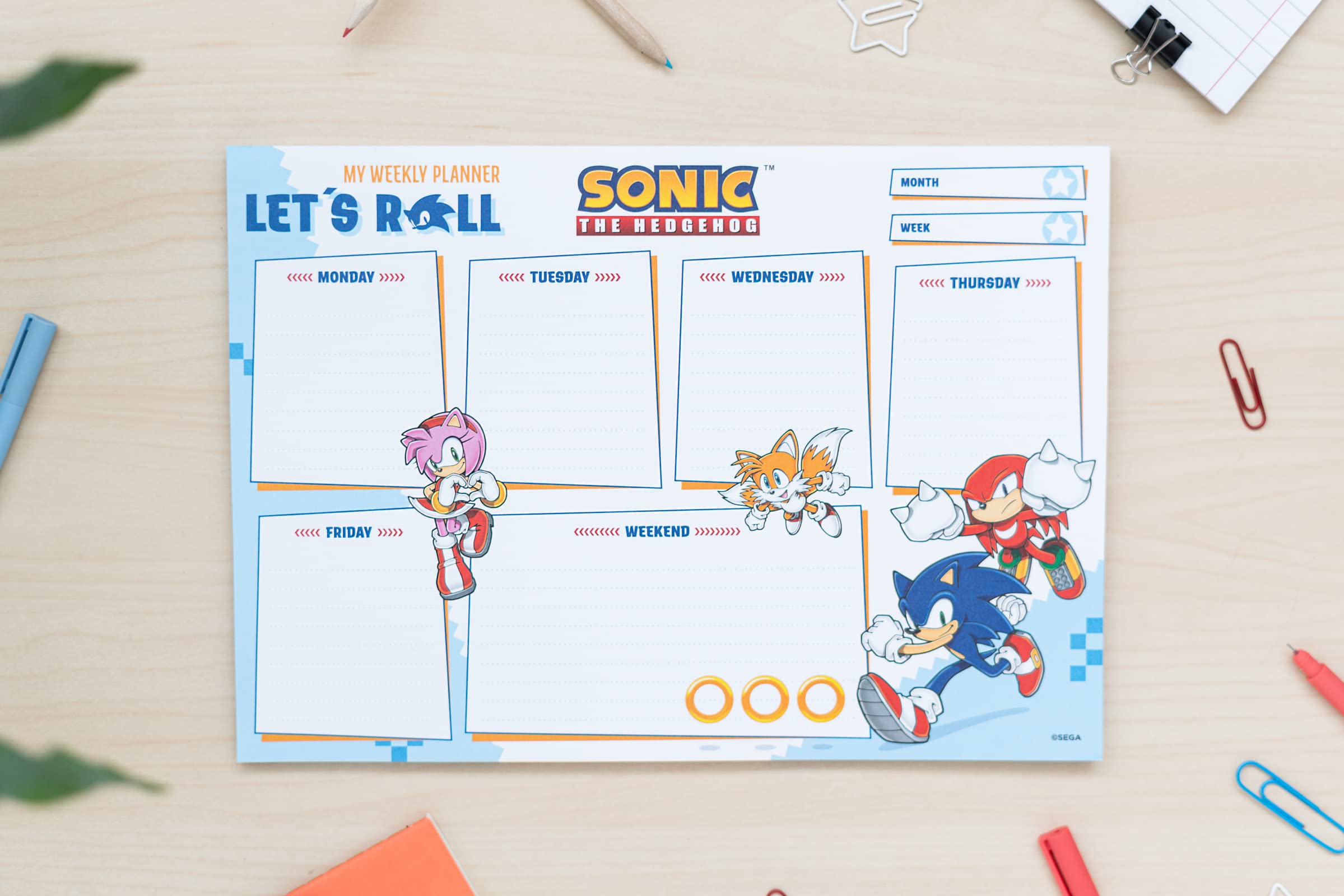 Grupo Erik - Bloc Notes A4 Semainier Sonic | Sous-Main Bureau, Planner Hebdomadaire | Papeterie de Bureau, Planificateur, To Do List, Blocs Mémo, Fournitures Scolaires