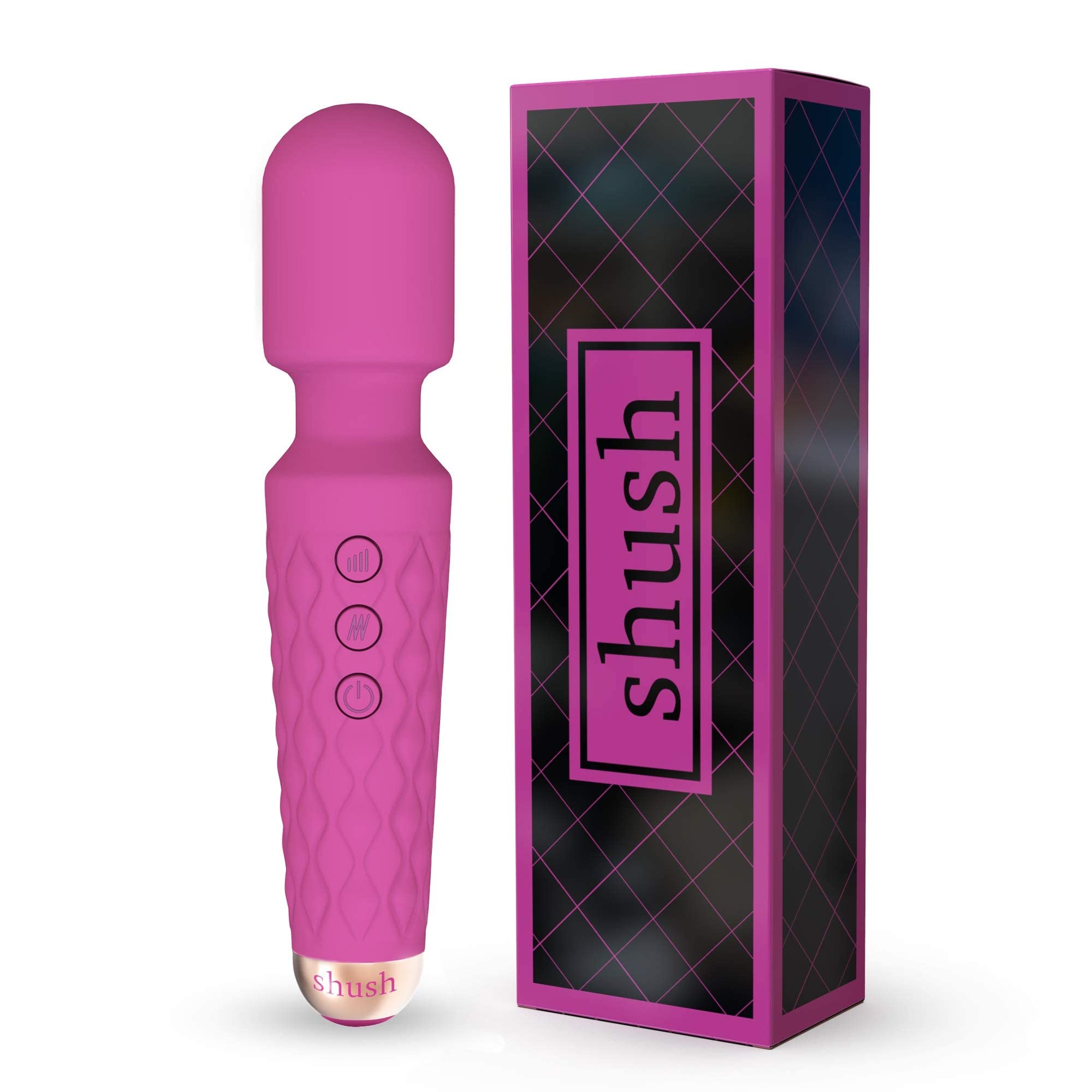 Wireless Wand Massager by shush Vibrator for Women G spot Stimulator, Powerful Handheld Personal with 8 Powerful Speeds and 20 Patterns, Adult, Sex Toy, Dildo, Cordless Rechargeable Massager Pink