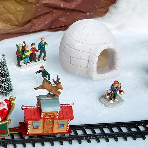 Vista 2 de HOMSFOU Mini iglú - Juguete realista de casa de hielo, figuras árticas, juguetes de oso blanco, diorama ártico, cumpleaños para niños y niñas, casa