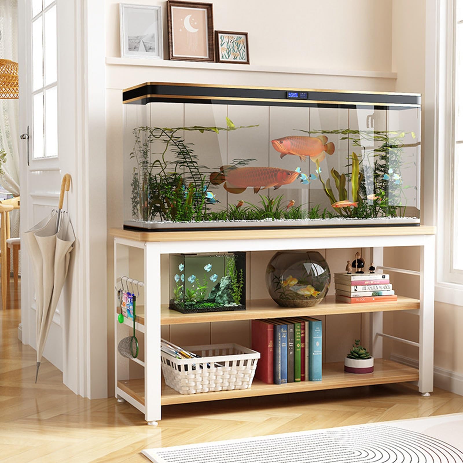 Support d'aquarium 80x45 étagère terrarium reptile double couche table blanche