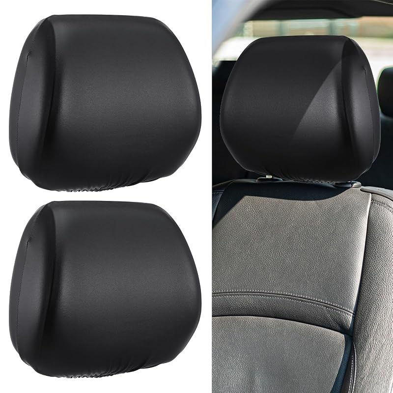 Capa para Encosto de Cabeça Automotivo em Couro PU com Elástico Preta, Kit com 2