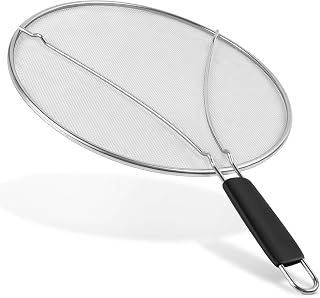 Grease Splatter Guard for Frying Pan, 13" Stainless Steel Splatter Screen with Comfort Grip Handles, Ultra Fine Mesh Prevents Oil Splatter, Splash Guard for Safe Cooking