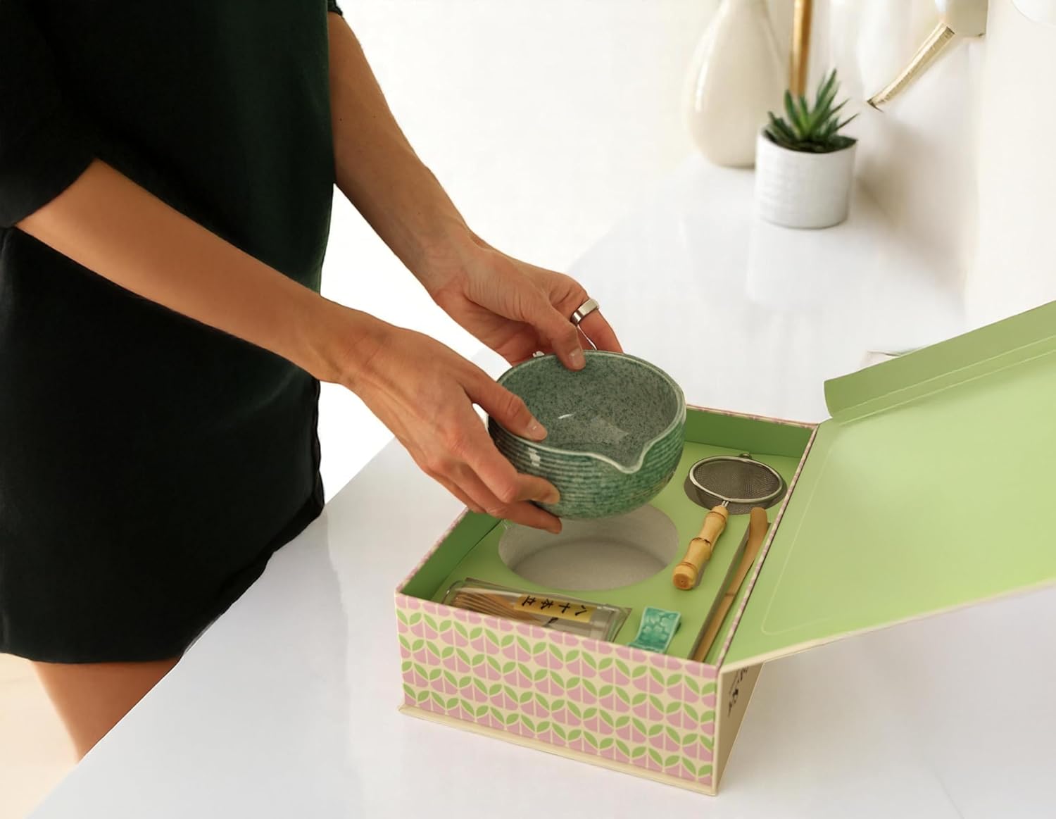 Whisk Set – 6-Piece Matcha Bowl & Bamboo Whisk Kit with Bowl, Scoop, Sifter, Ceramic Chasen Holder & Premium Gift Box | Cute Japanese Matcha Ceremony Tea Set for Making Breakfast & Latte - Image 3