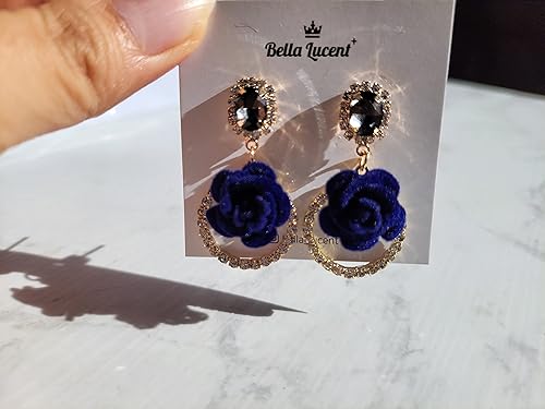 Miniatura 4 de Bella Lucent Rose Flower Unique Dangle Drop Bling Stylish Earrings for Women, Party Daily Festival Jewelry Gift, Handmade, Nickel Free