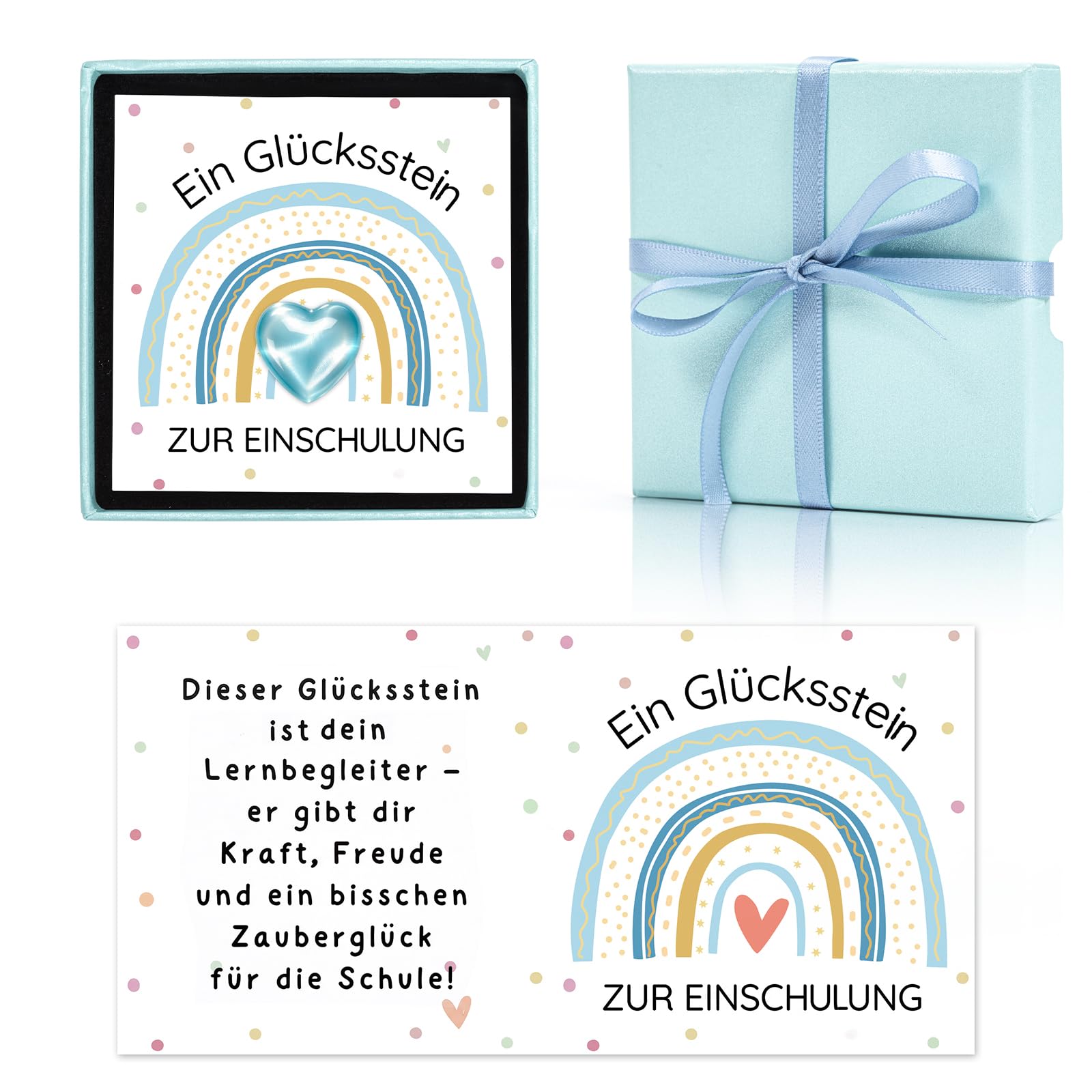 Bafiwu Schulkind 2026 Mädchen Mutstein Geschenkbox, Geschenk für Einschulung Mädchen, Glücksbringer Stein mit Karte,ideal für Schulanfang Schultüte Schulstart Geschenke